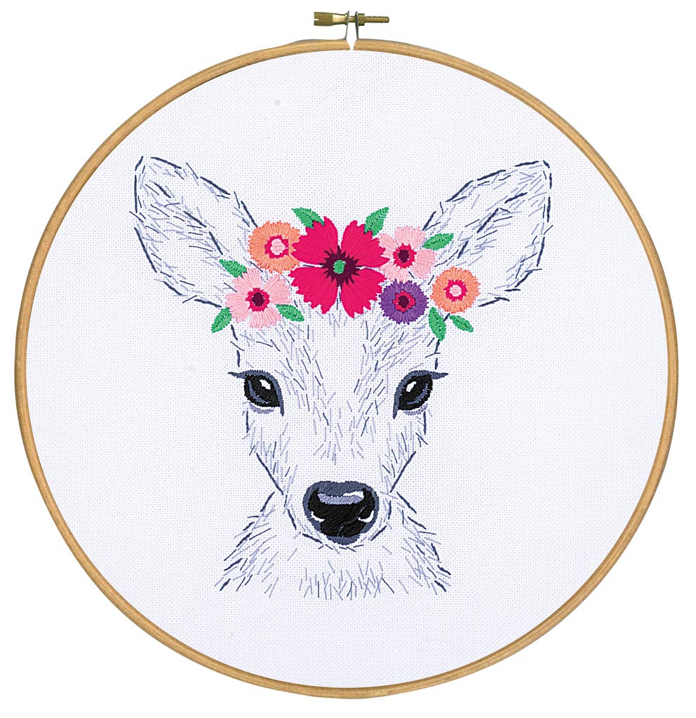 Vervaco stamped embroidery kit Deer with flowers, DIY