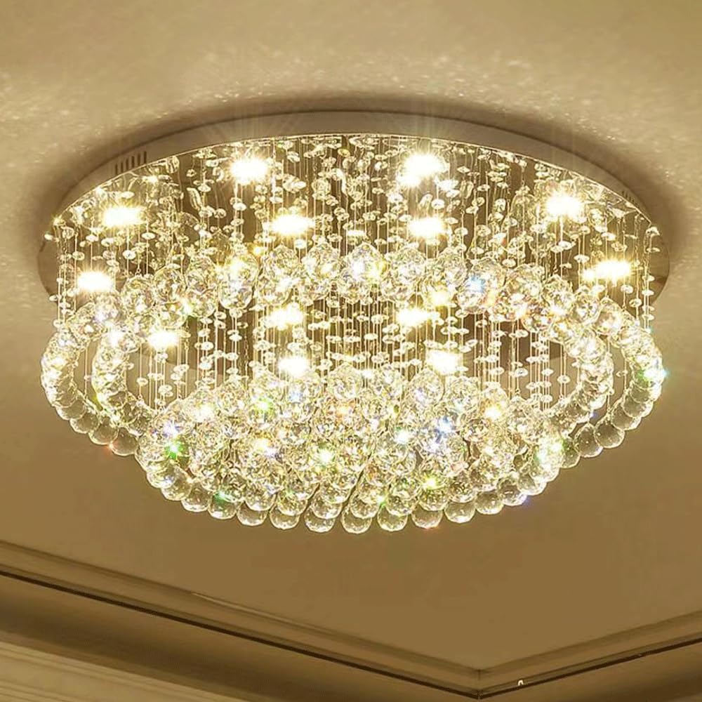Plafonnier moderne en cristal pour illuminer un salon sombre avec style et douceur