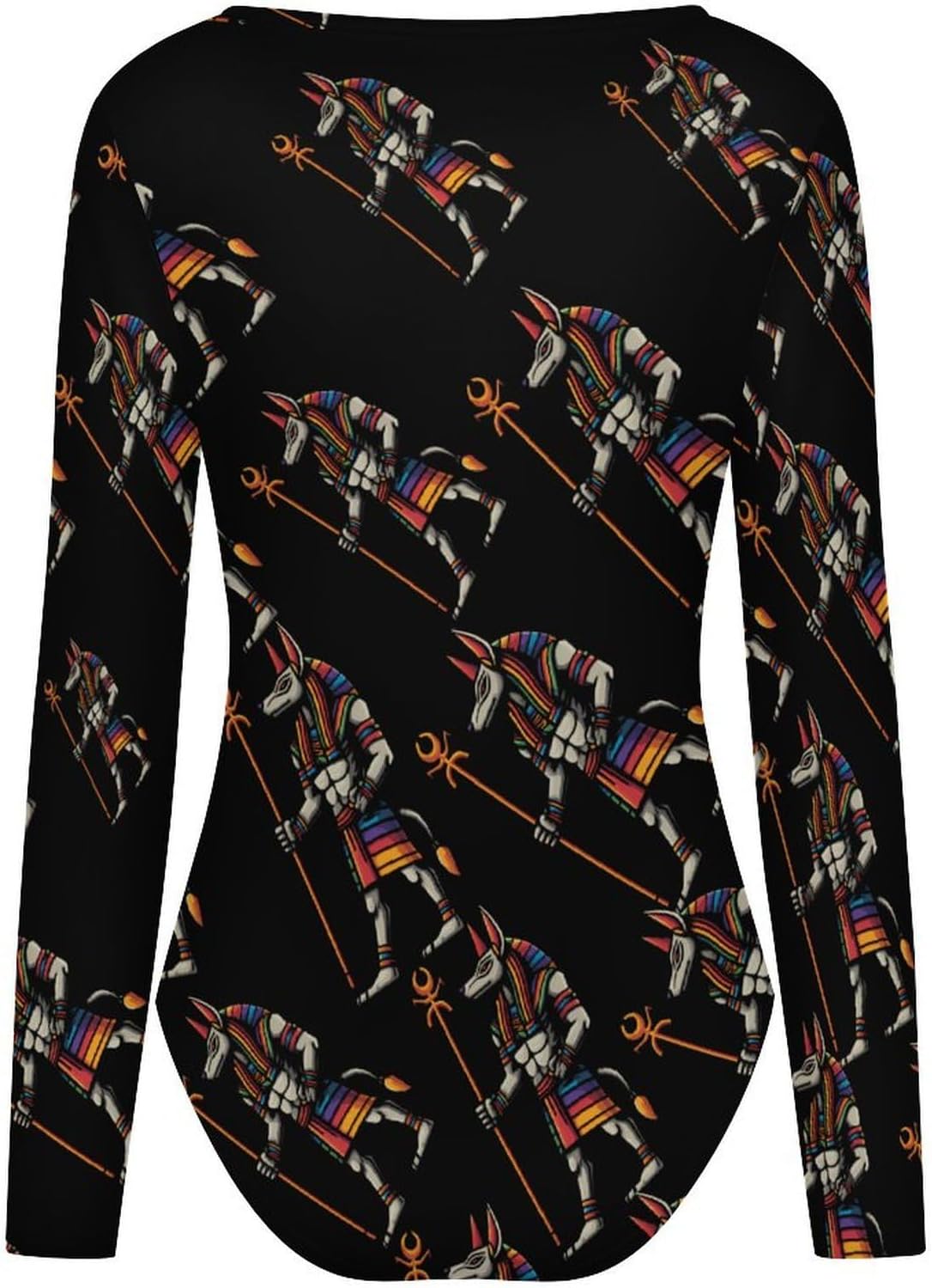 Egyptian Anubis Symbol Guardian Women's Bodysuits Long Sleeve Top 5XL