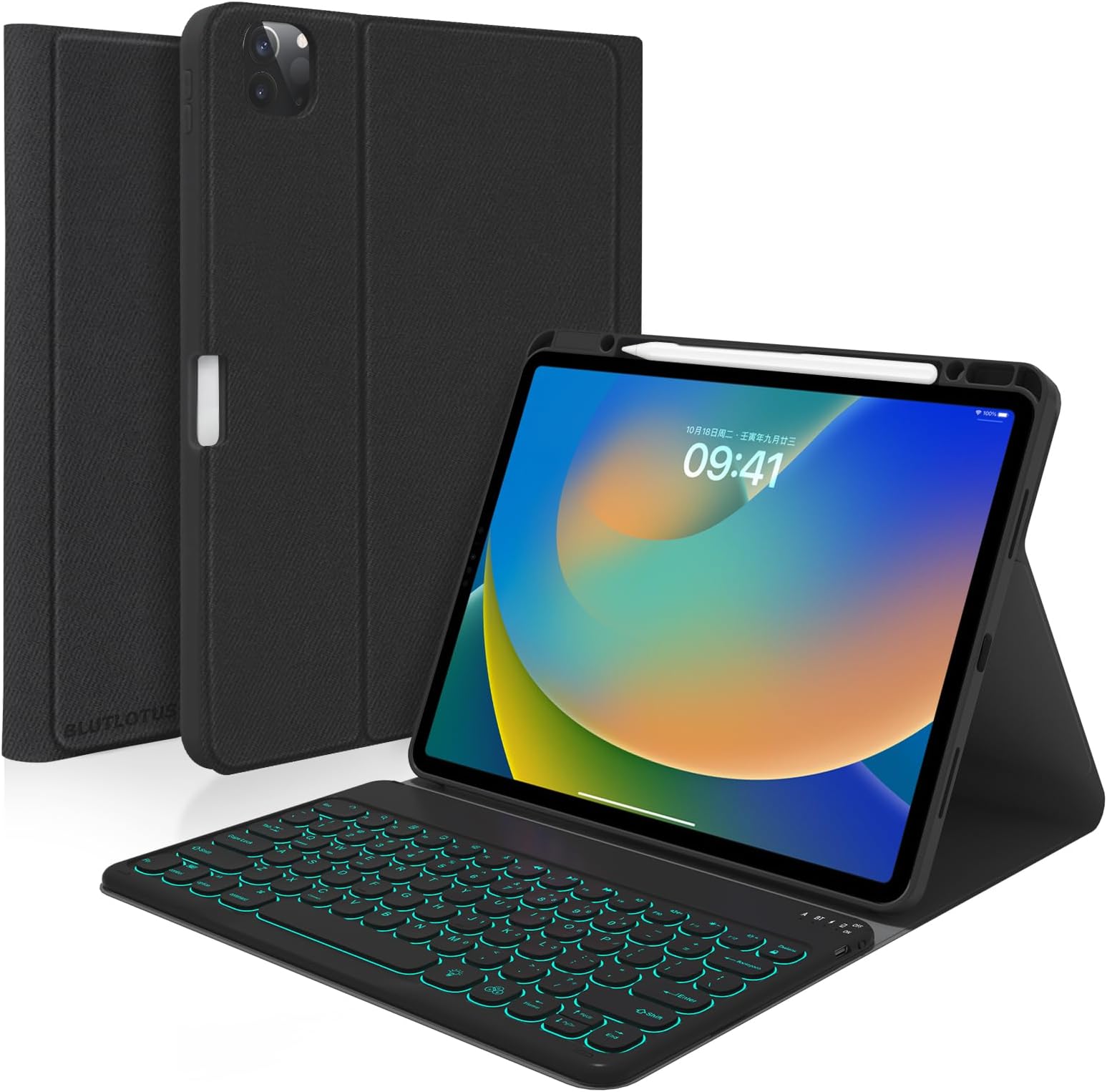 DMaos Custodia In Pelle Per IPad Pro 12.9” (5ª/4ª/3ª Gen) Con Supporto E PortaMatita – Colore Blu Vintage - 3