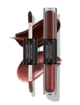 Anglicolor Dual-Ended Red Lip Gloss,Shimmer Lip Gloss And Hydrating Smooth Liquid Lipstick,Infused With Rose Oil, Olive Oil 03RUSTY HARISSA