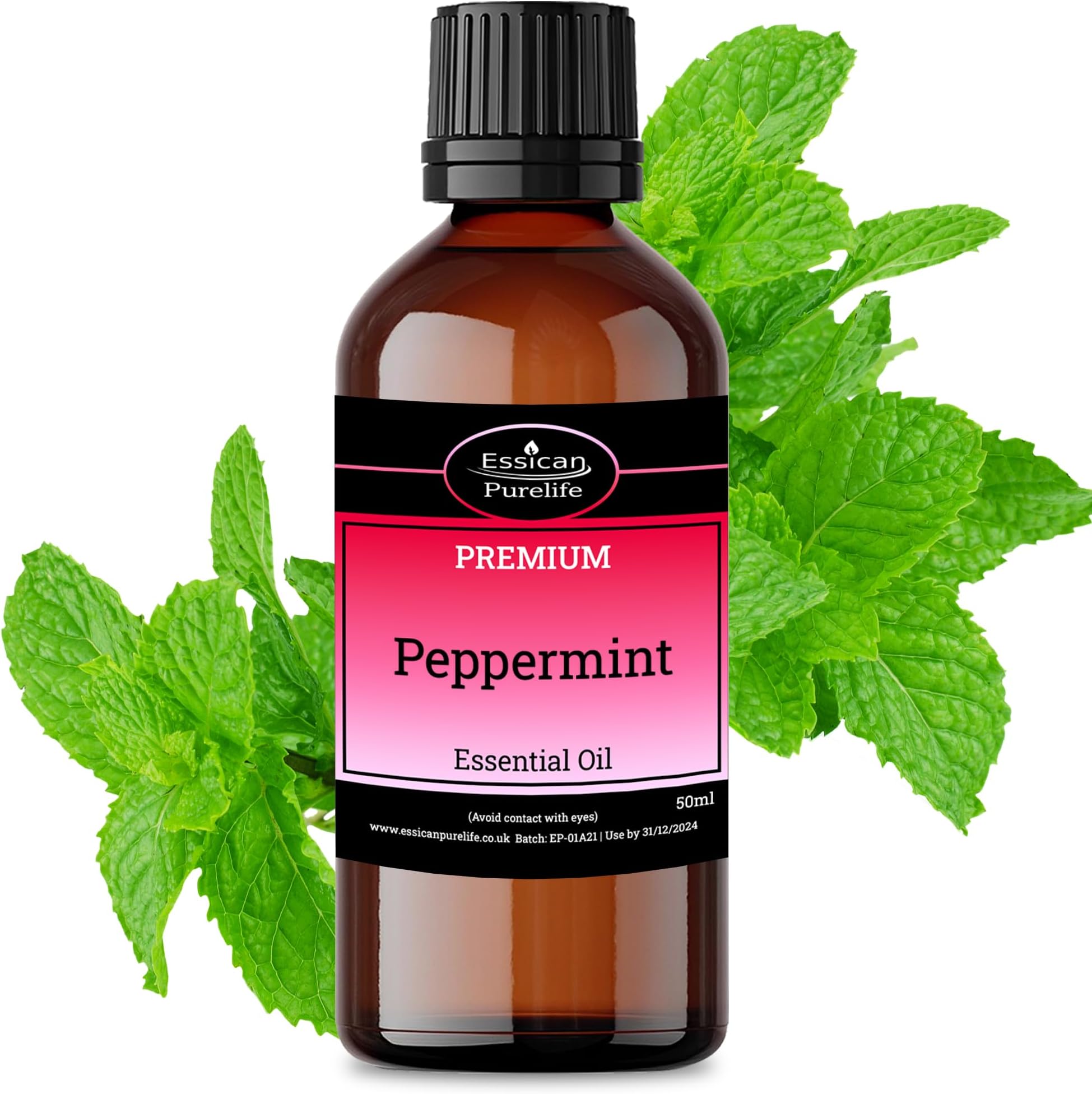 Essican Purelife Pure Peppermint Oil Diffuser, 50ml Peppermint Essential Oils for Skin & Cleaning, Natural Essential Oil for Candle Making, Rat, Insects & Spider Repellent Scented Oils for Home
