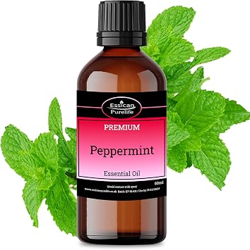 Essican Purelife Pure Peppermint Oil Diffuser, 50ml Peppermint Essential Oils for Skin & Cleaning, Natural Essential Oil for Candle Making, Rat, Insects & Spider Repellent Scented Oils for Home