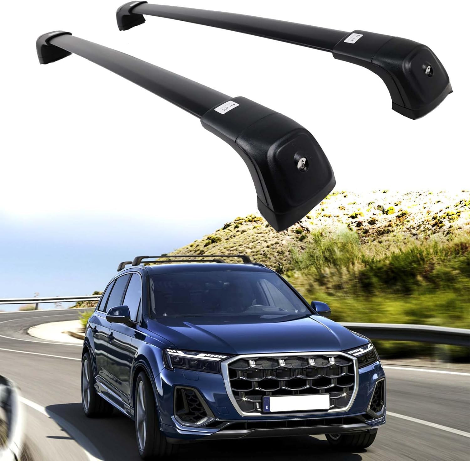 EZREXPM 220LBS Lockable Roof Rack Cross Bars for Audi Q7/SQ7 2016-2026 - Aluminum, Sunroof Clearance, Anti-Theft