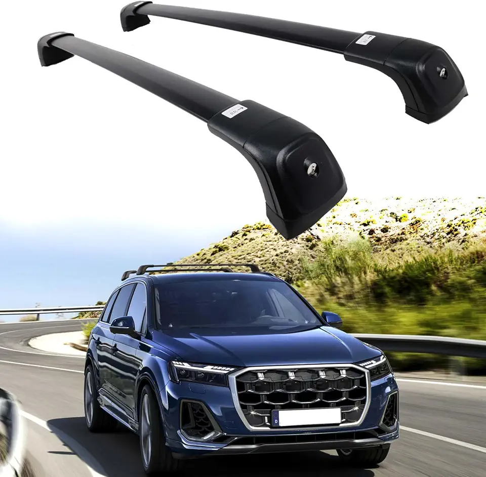 220LBS Lockable Roof Rack Cross Bars Fit for Audi Q7 SQ7 2016-2026 Aluminum Cargo Bars Carrier Crossbars Rooftop Accessories
