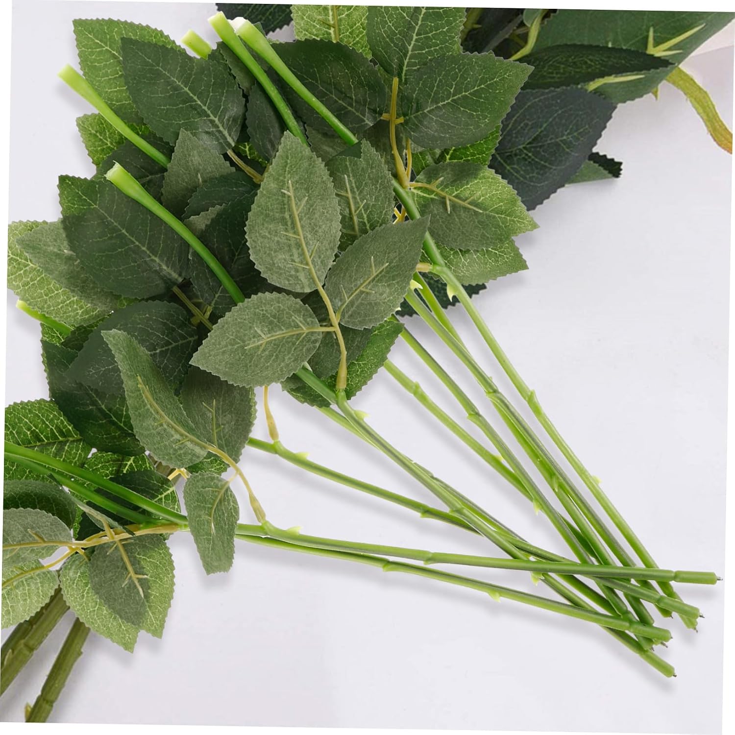 PRETYZOOM 10Pcs Artificial Floral Stems Leaves Plastic DIY Flower Craft Sticks for Bouquet Arrangements Green Floral Picks for Home Decor and Weddings
