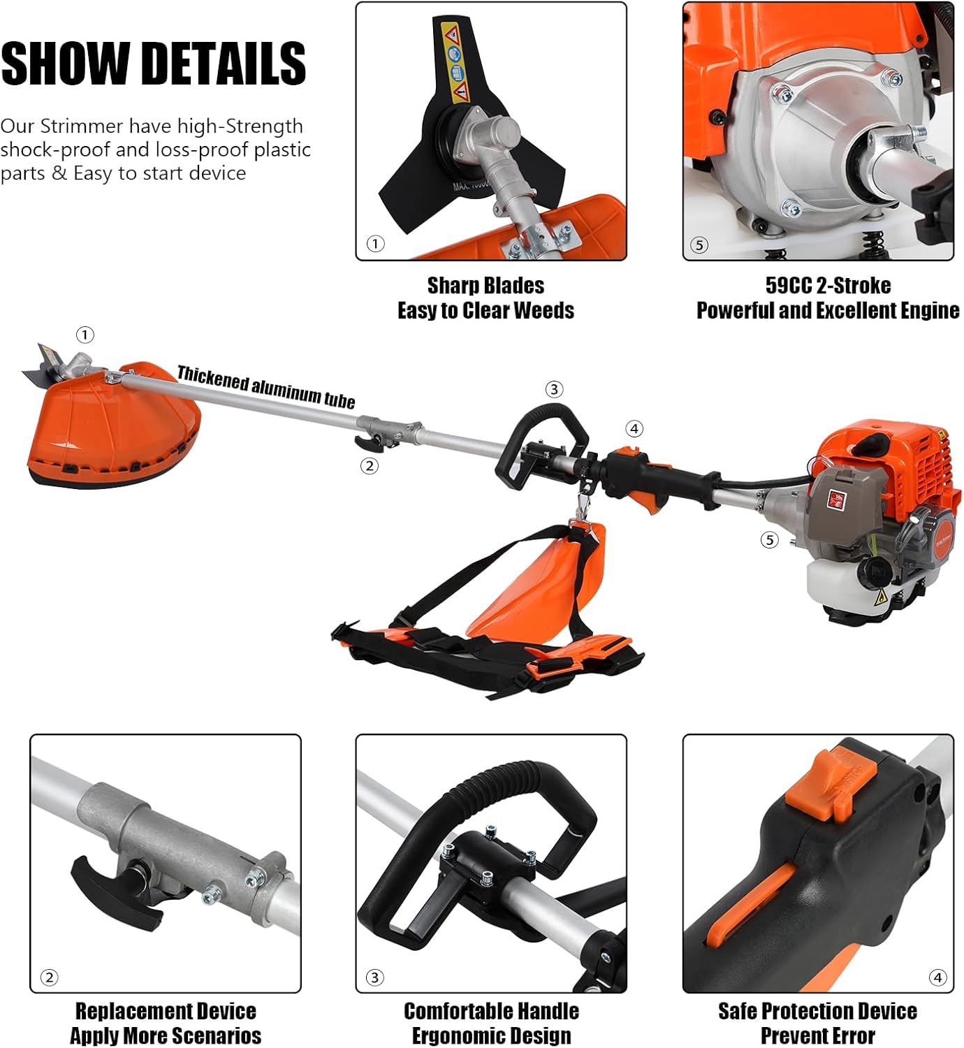 A person using the hedge trimmer attachment to trim a bush, showing the extended reach of the tool.