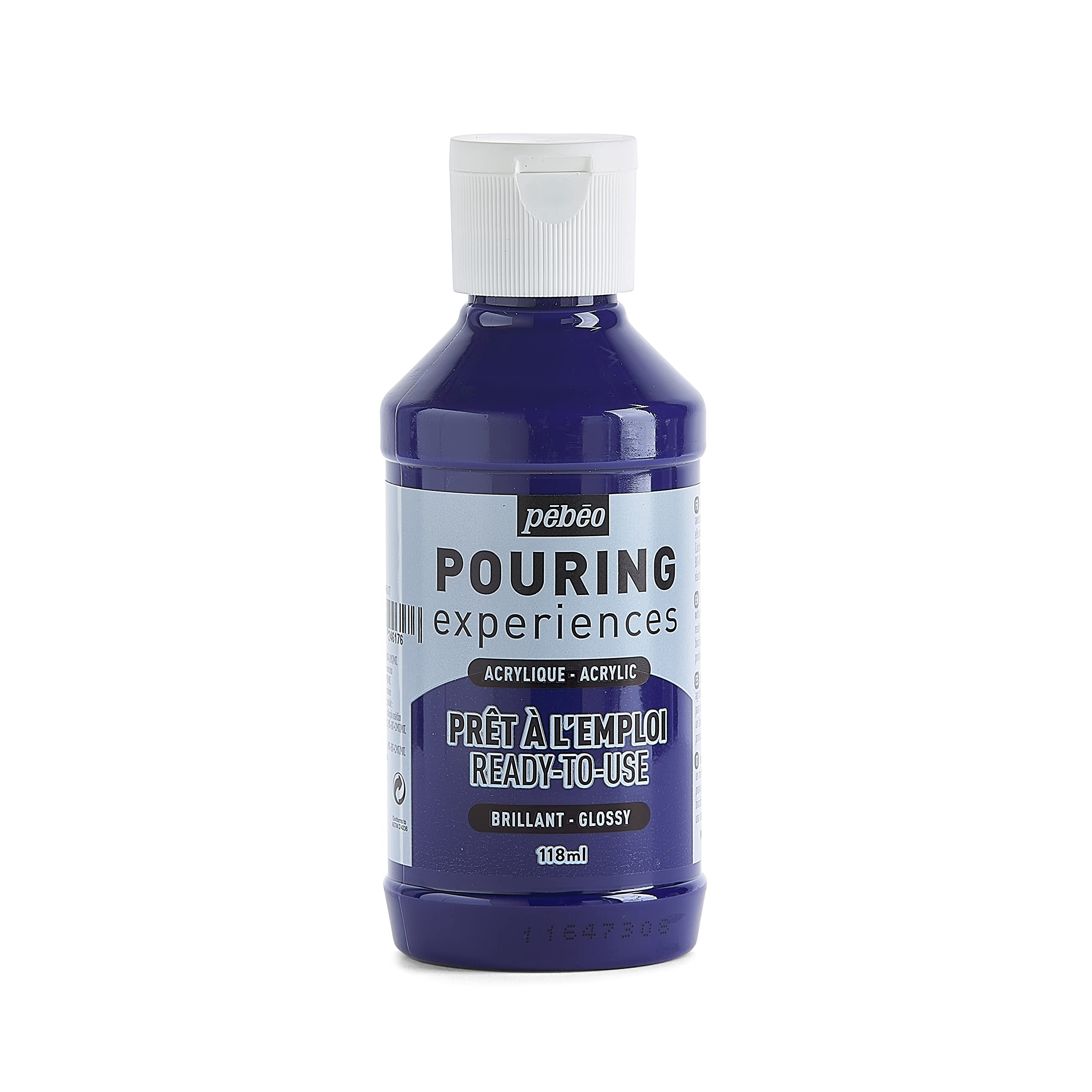 Pebeo Cyan Blue Pouring Experiences-Ready-To-Use Premixed Acrylic Paint-Ideal For Fluid Art, 118 Ml
