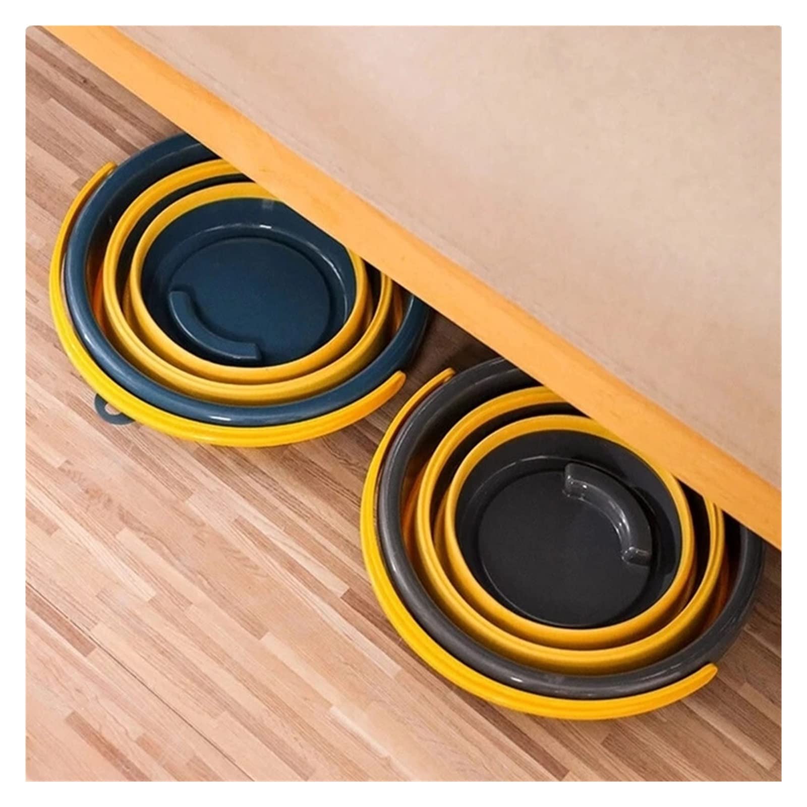 Un barile pieghevole portatile Secchio pieghevole in plastica siliconica: versatile, portatile e compatto(Black)