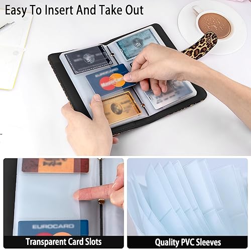 Miniatura 4 de Aatacas Organizador de tarjetas de visita para mujeres y hombres, unisex, de piel sintética, portátil, para libros, organizador de tarjetas de