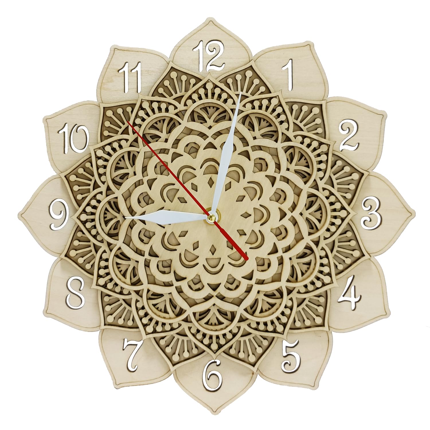 Art mural vintage naturel sous forme d'horloge mandala en bois