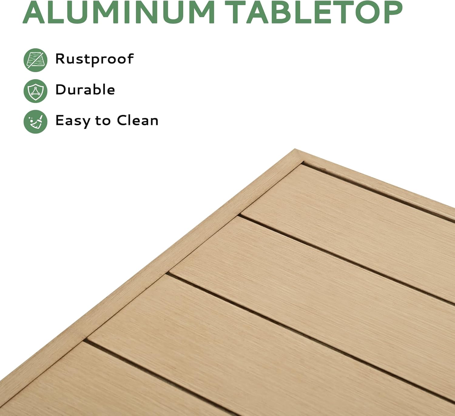 8-Person Outdoor Dining Table, Aluminum Rectangle Outdoor Dining Table with 2.2" Umbrella Hole, Rustproof Aluminum Patio Dining Table for 8, All-Weather for Garden Yard Poolside, Beige