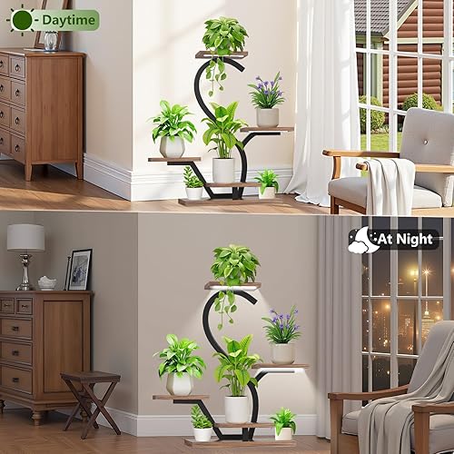 Miniatura 4 de Soporte para plantas de interior con luces de crecimiento, estante para plantas de 5 niveles para interiores, soporte de esquina de 30 pulgadas para