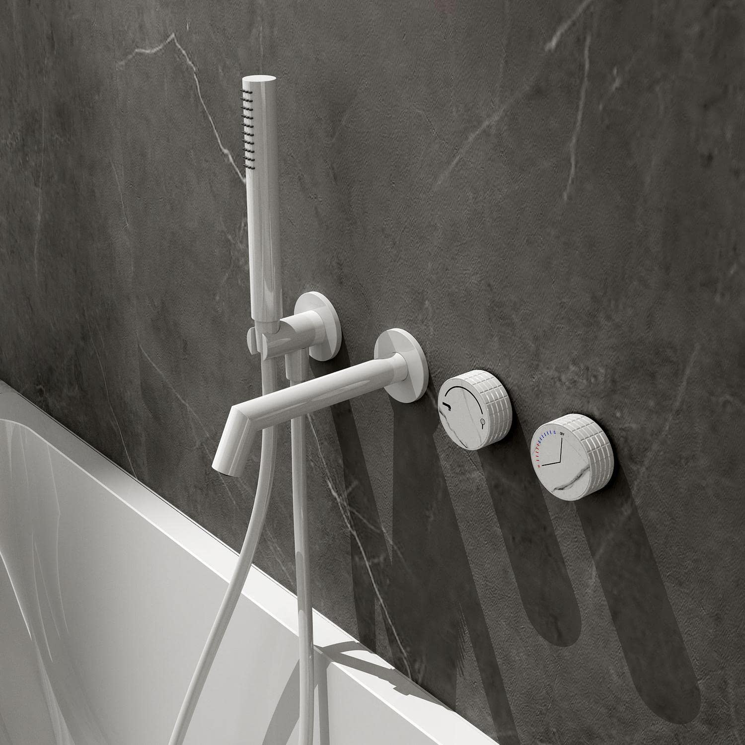 Robinet de douche encastré blanc salle de bain mitigeur chaud et froid