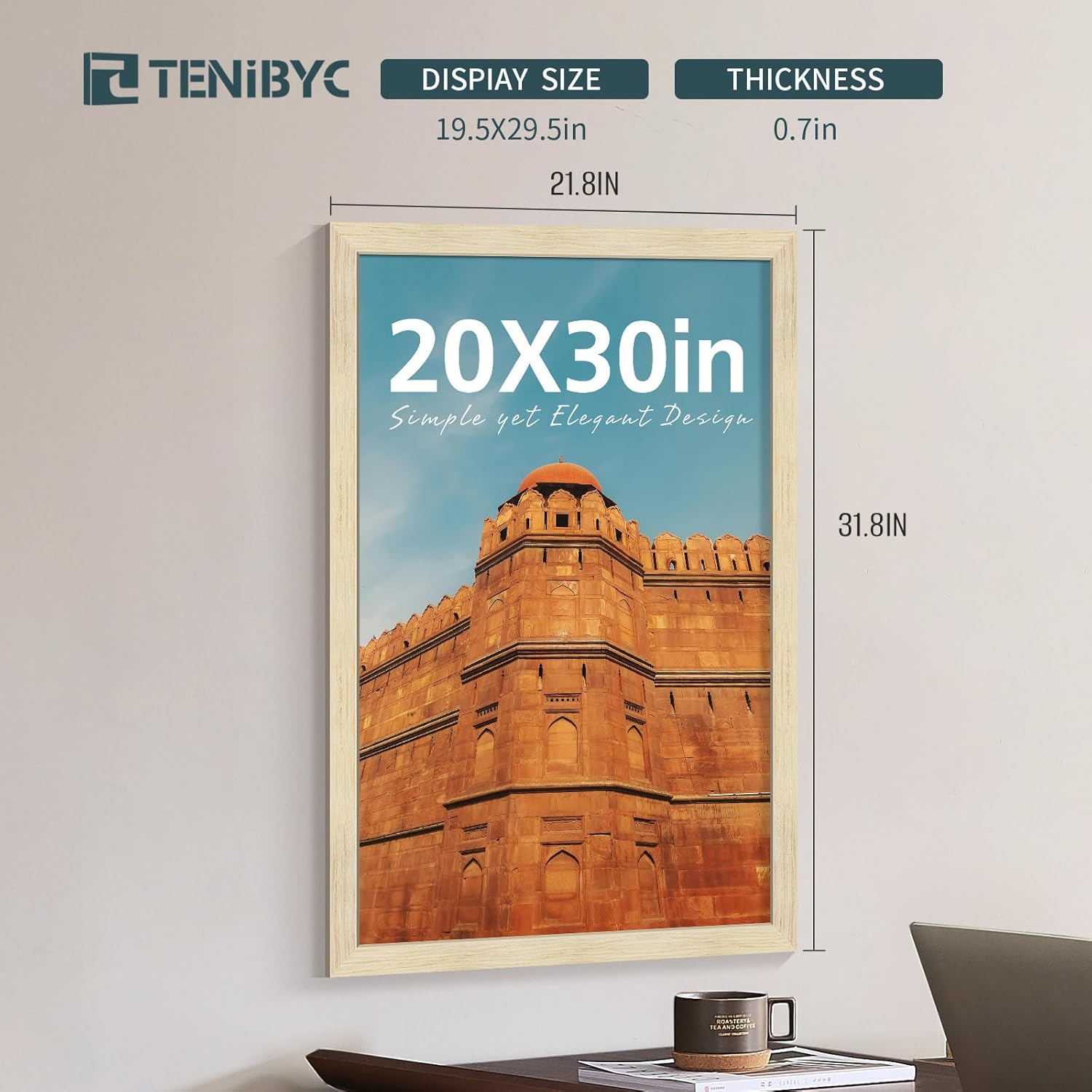 20x30 Poster Frame Set - 3 Pack - Natural Oak Wood - Display Wall Posters, Gallery Displays, Large Photos & Puzzles - Wall Decor