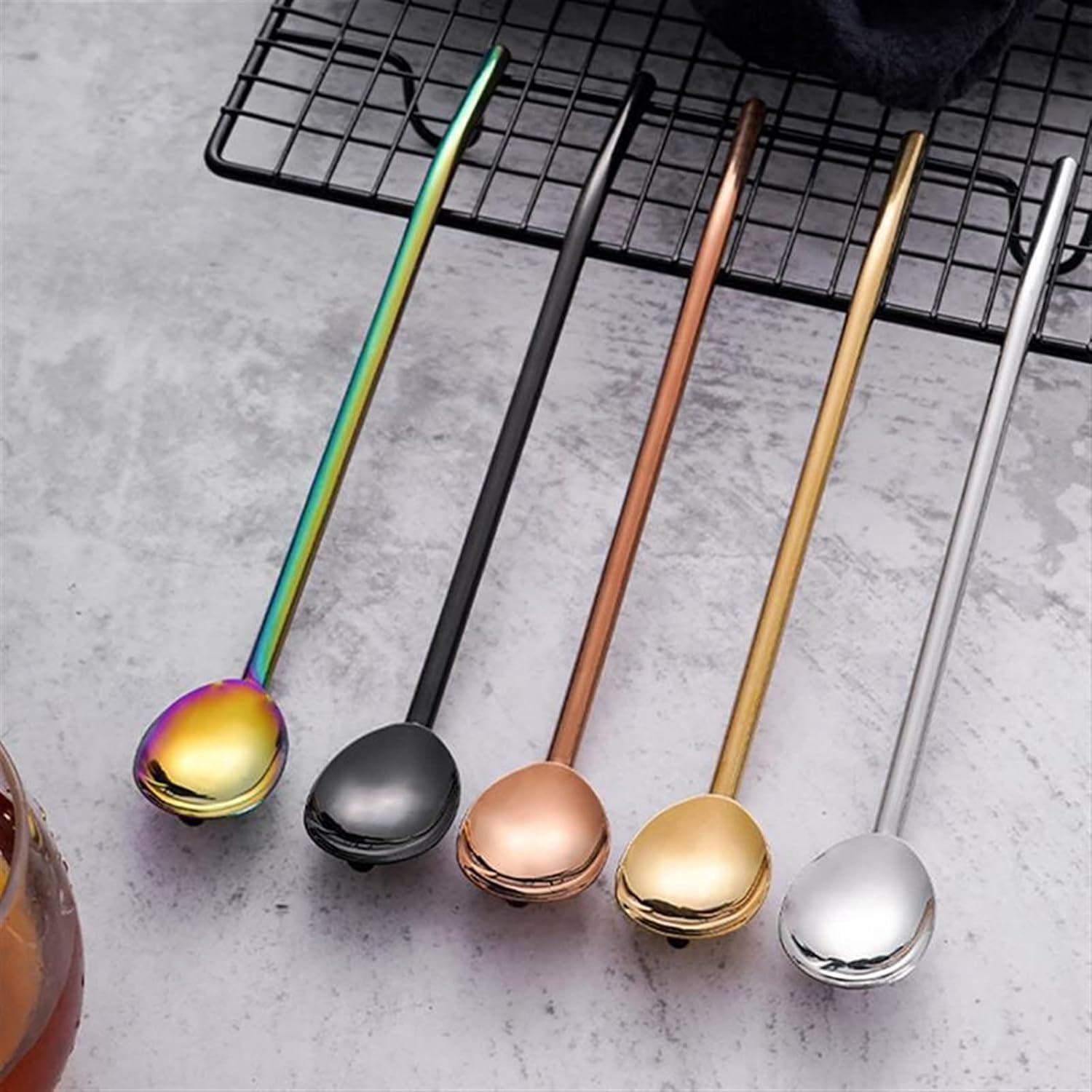Coffee Scoops 1pc Coffee Spoon Straw Multipurpose Stainless Steel Reusable Drink Drinking Tools Accessories(4)