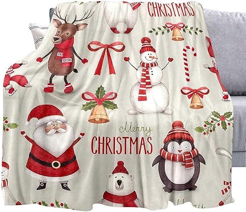 Vista 72 de LUVIVIHOME Manta de Feliz Navidad, bolas de Navidad azules doradas, manta de invierno con copos de nieve, manta individual, acogedora manta cálida