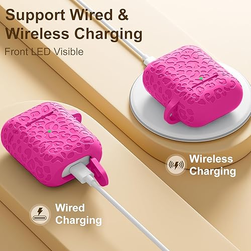 Miniatura 10 de Funda para Airpods de 2 y 1 cubierta, funda de silicona suave de leopardo compatible con Apple AirPods de 21 generación con llavero, funda para