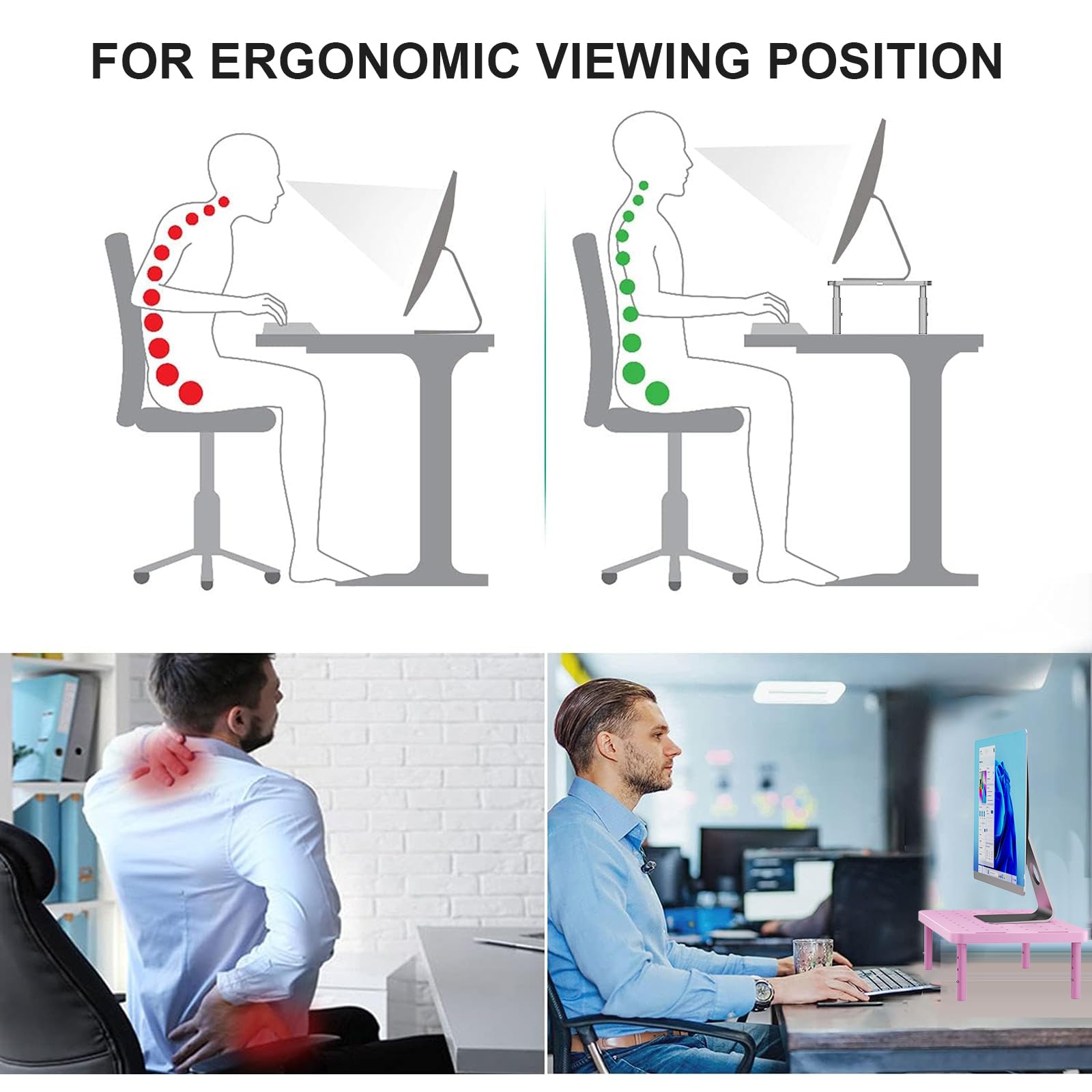 WALI Computer Monitor Stand for Desk, Adjustable Laptop Riser, up to 44 lbs view 6
