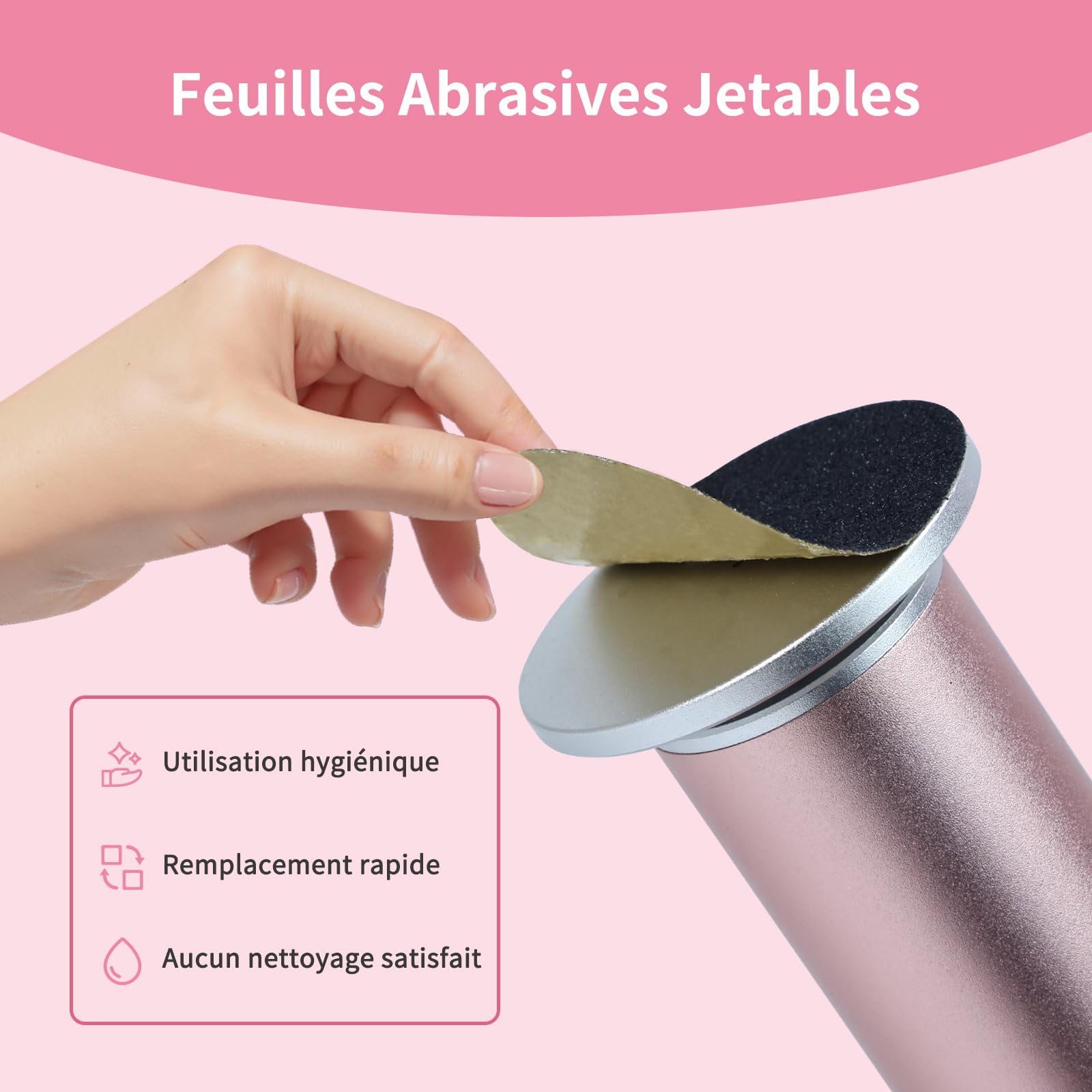AprElm E1 - Rapeuse Pieds électrique Professionnelle 12 cm - avec 120 Disques Abrasifs et Vitesse Variable - Pour Pedicure et Soin des Pieds à Domicile - Rose