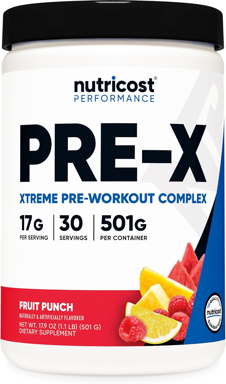 Nutricost Pre-X Xtreme Pre-Workout Complex Powder, Fruit Punch, 30 Servings, Vegetarian, Non-GMO and Gluten Free