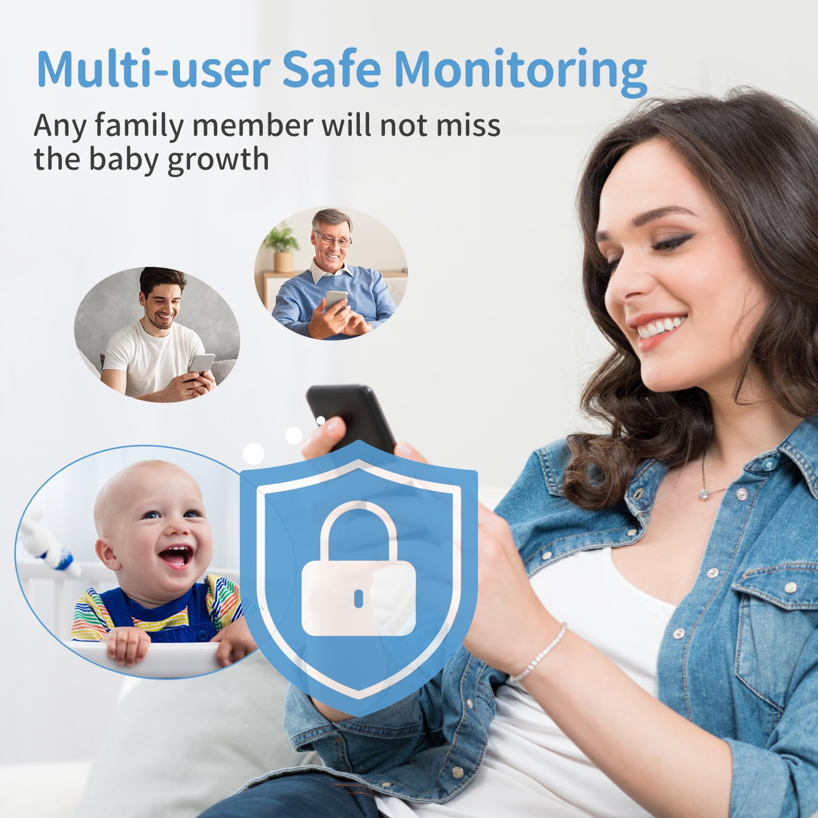 Becky Ai Intelligente Baby Monitor, Monitoraggio Respiratorio, Analisi del Sonno, Allarme di Sicurezza per Soffocamento, Visione notturna 2K HD, Condivisione di Dati Criptati, Android/IOS Compatibili