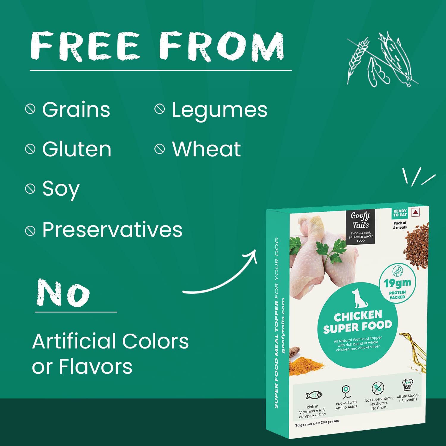 Goofy Tails Wet Dog Food 280g (70gX4), Chicken Super Dog Food, Preservative Free Dog Gravy, Wet Dog Food, Natural Human Grade Grain Free and Gluten Free Super Dog Food Gravy 1
