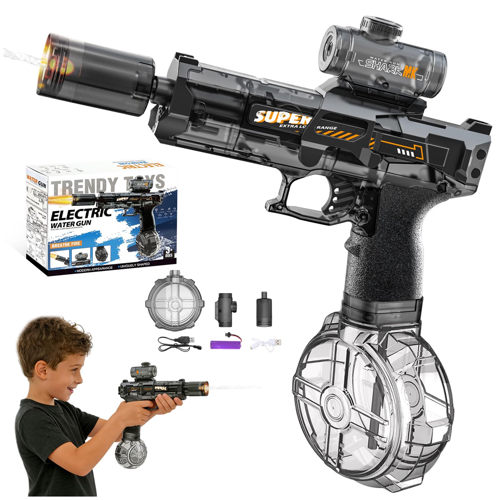 Electric Water Gun,Automatic Water Pistols for Adults & Kids, Long Range Electric Water Gun with Lighting Effects,High Pressure Water Gun for Kids Boys Girls,Outdoor Beach Pool Party