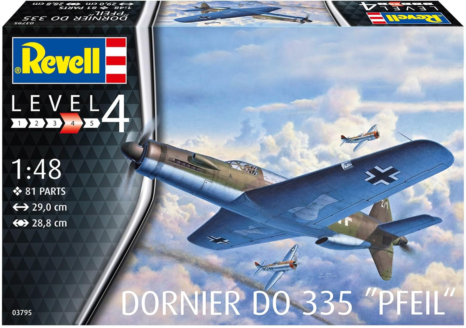 Revell Model Building, Do335 Arrow, Building Kit, 1:48 Scale, 81 Pieces, Craft Set from 12 Years, Precise Aircraft Model with Realistic Details