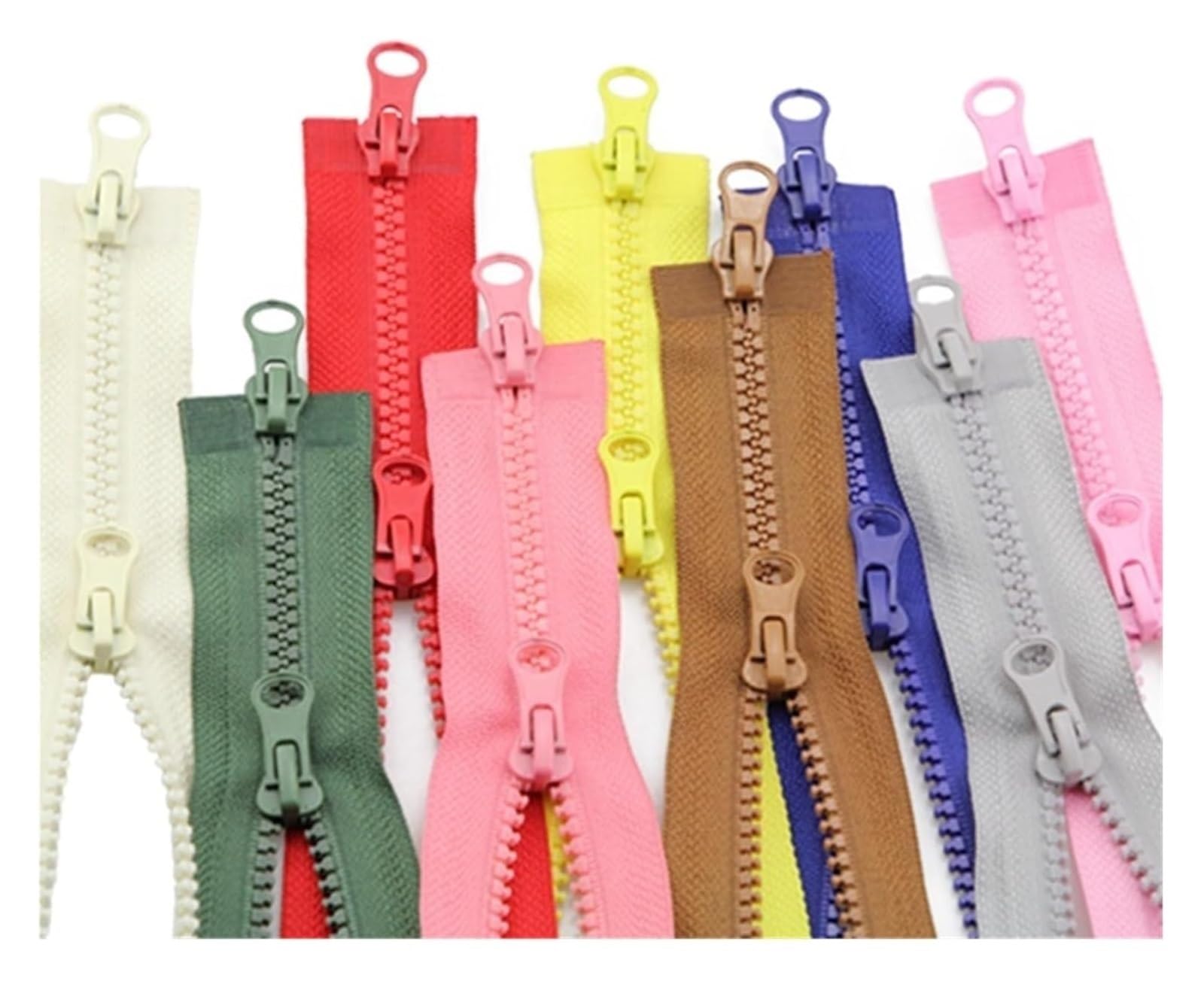 5 piezas 80/90/100/120/150 cm Cremallera doble con extremo abierto(Khaki,150CM5#)