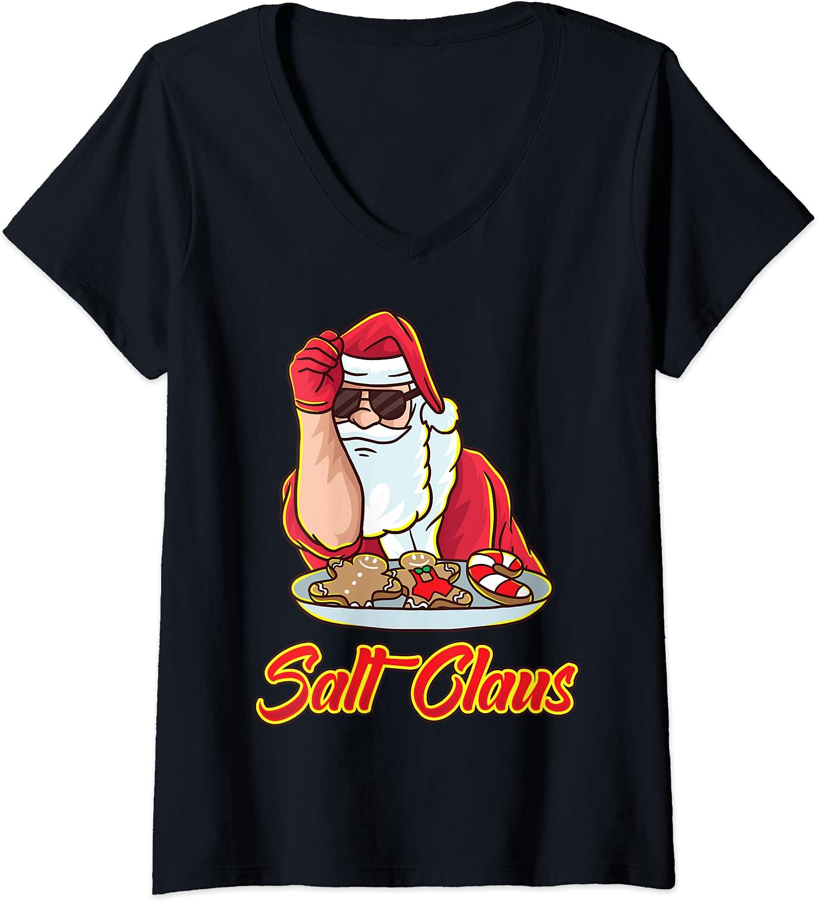 Womens Salt Claus Funny Santa Claus Christmas Bae Meme Xmas Spirit V-Neck T-Shirt