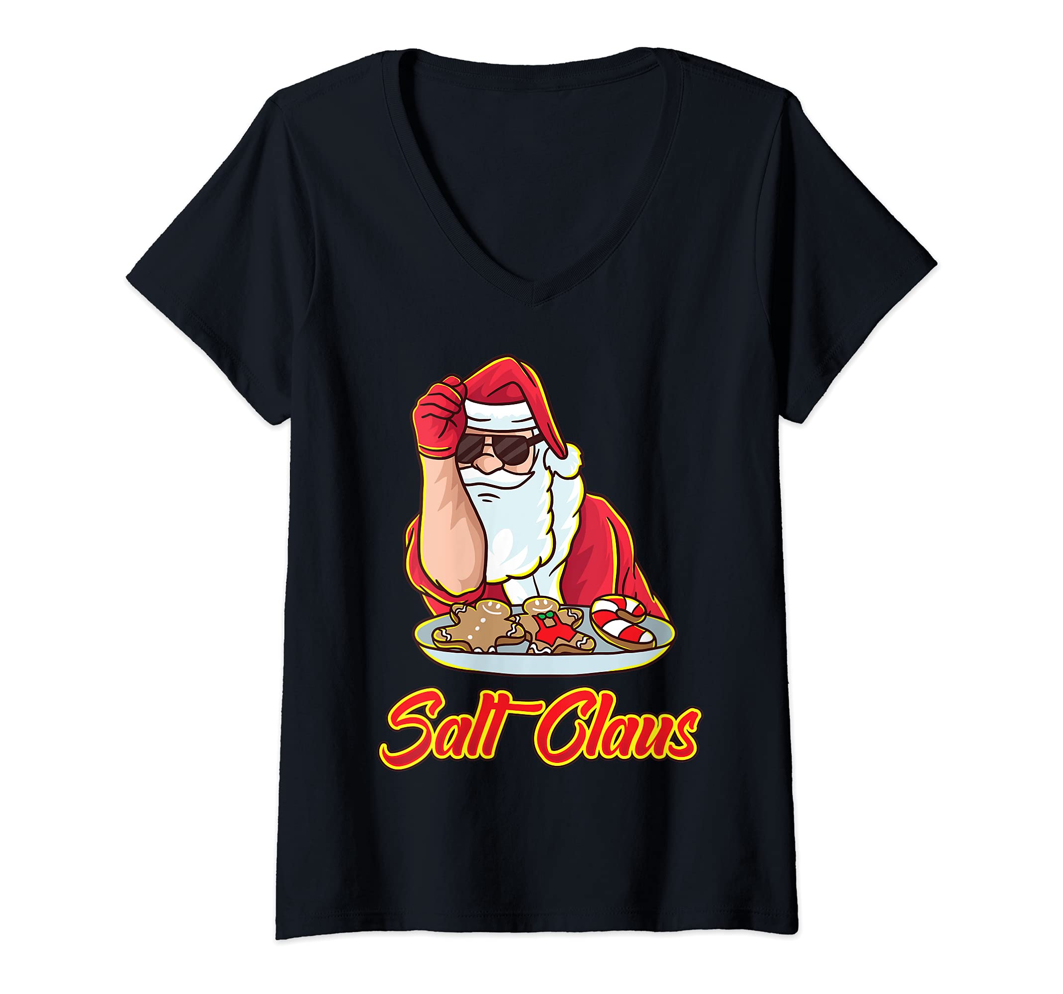 Womens Salt Claus Funny Santa Claus Christmas Bae Meme Xmas Spirit V-Neck T-Shirt