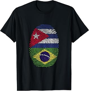 Cuba and Brazil Fingerprint Half Cuban Brazilian Roots T-Shirt