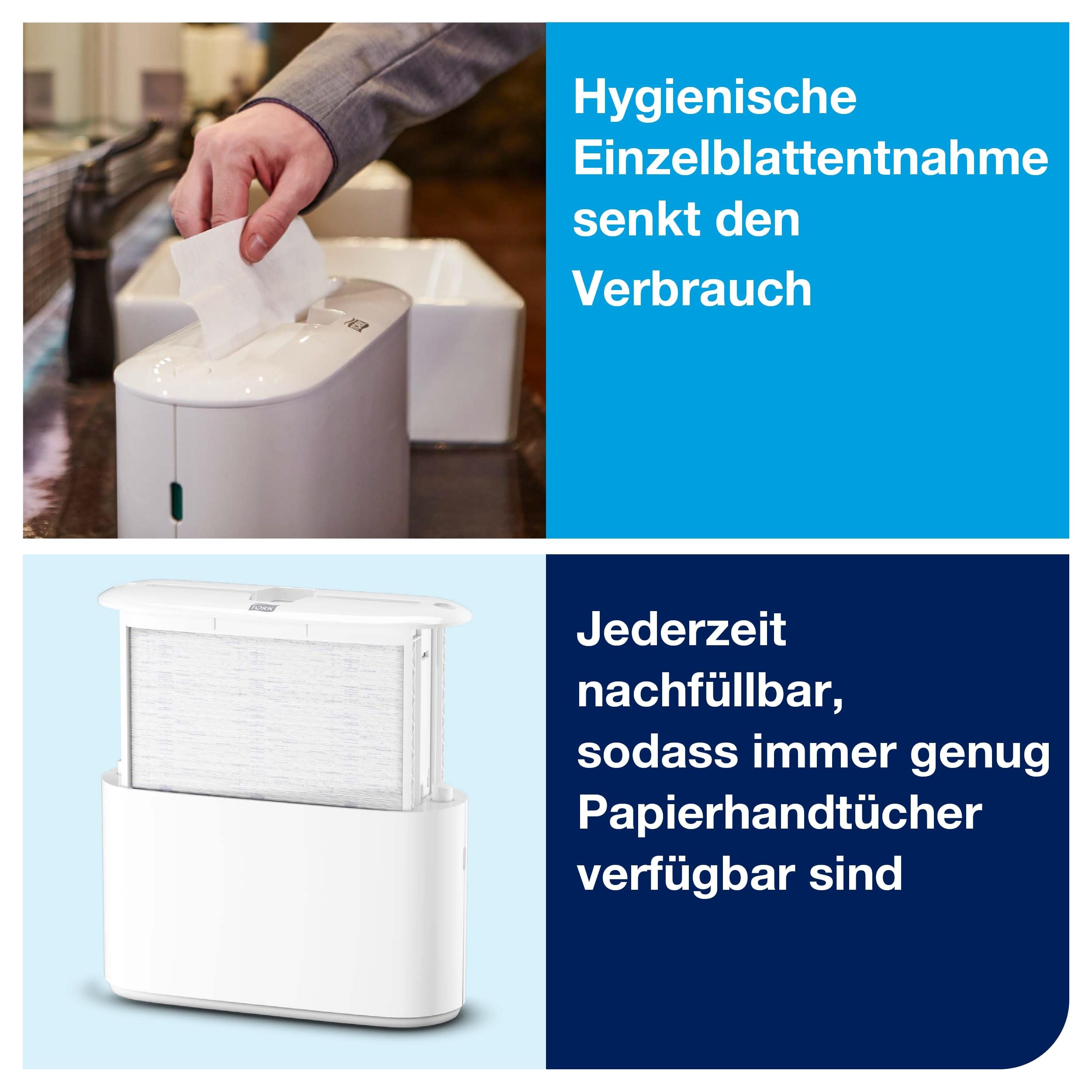 Tork Xpress Tischspender für Multifold Papierhandtücher 552200, Elevation Design - H2 Tisch-Papierhandtuchspender für Falthandtücher zur Einzelblattentnahme, kompakte Form, weiß, 21,8 x 32,3 x 11,6 cm