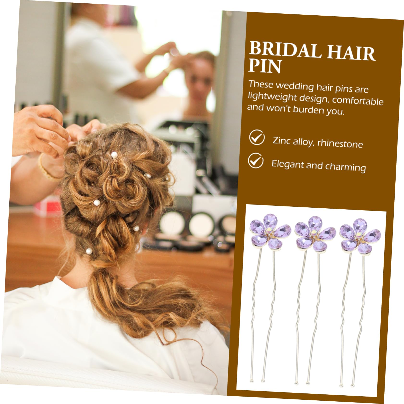 FRCOLOR 20 Stk Haarnadeln zum Flechten haarspange metall Frauen Haarnadel Haarschmuck für Damen U-förmige Strass- Strasssteine Violett
