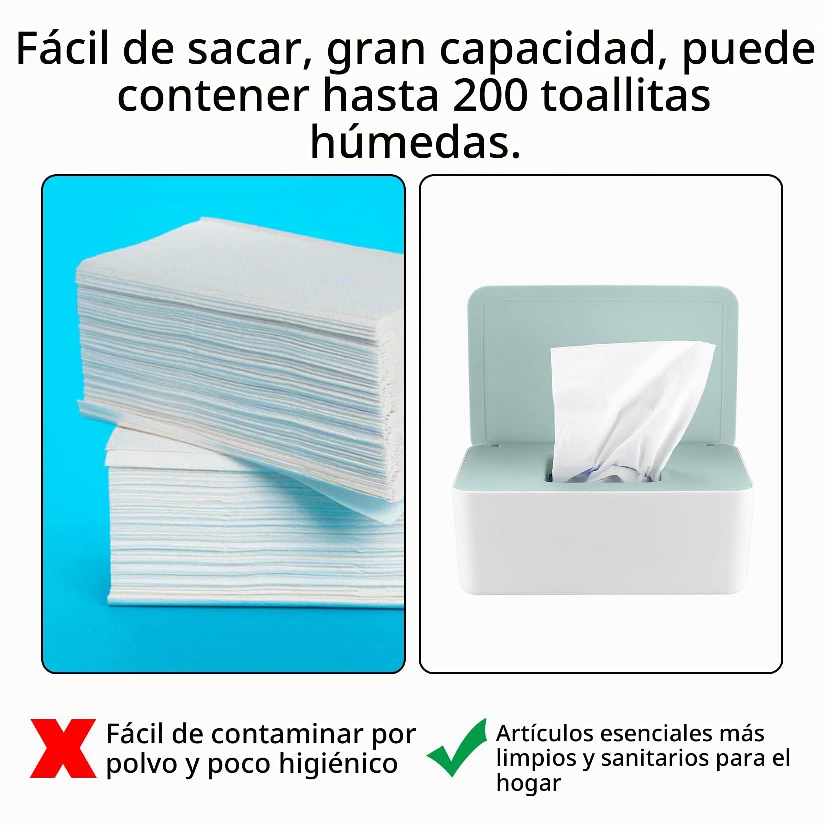 2 Piezas Caja para Toallitas Húmedas, Toallitas Dispensador, Caja de Servilletas, Dispensador de Toallitas Pañal Caja, Caja de Almacenamiento para Tejidos de Bebé