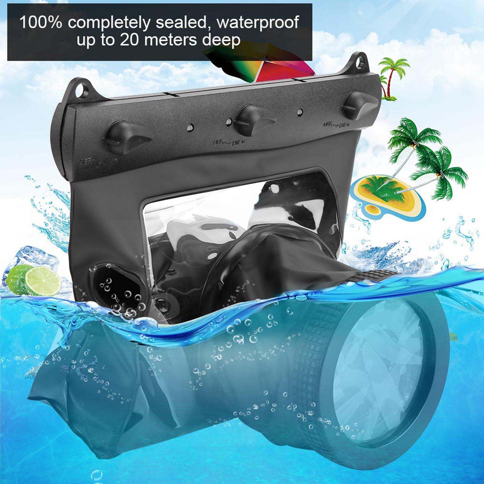 Custodia subacquea per fotocamera Custodia impermeabile per fotocamera Borsa impermeabile da 20 m per fotocamere Custodia per fotocamera subacquea (Black)