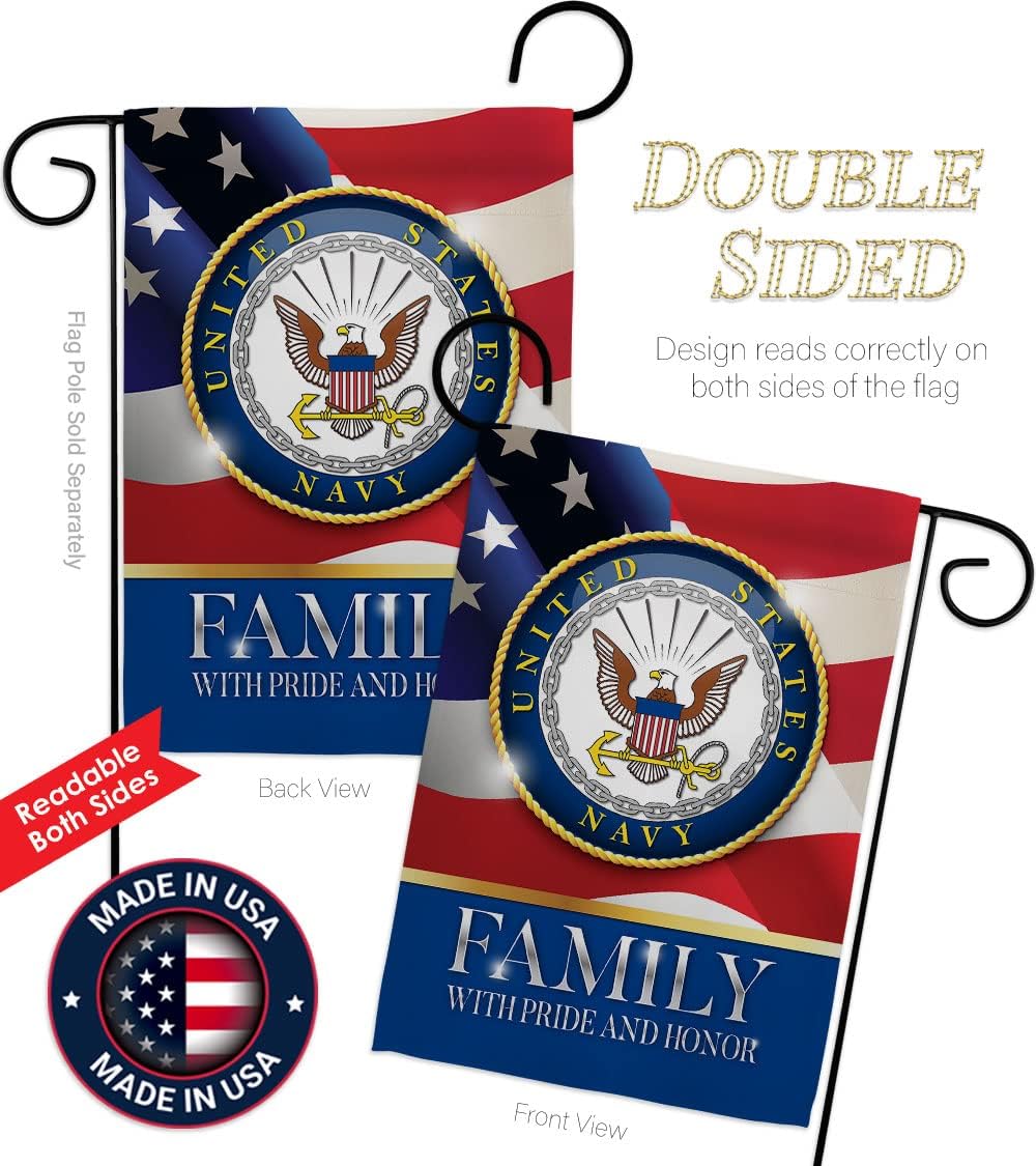 US Navy Family Honor Garden Flag - Armed Forces USN Seabee United State American Military Veteran Retire Official - House Decoration Banner Small Yard Gift Double-Sided Made in USA 13 X 18.5 - Image 3