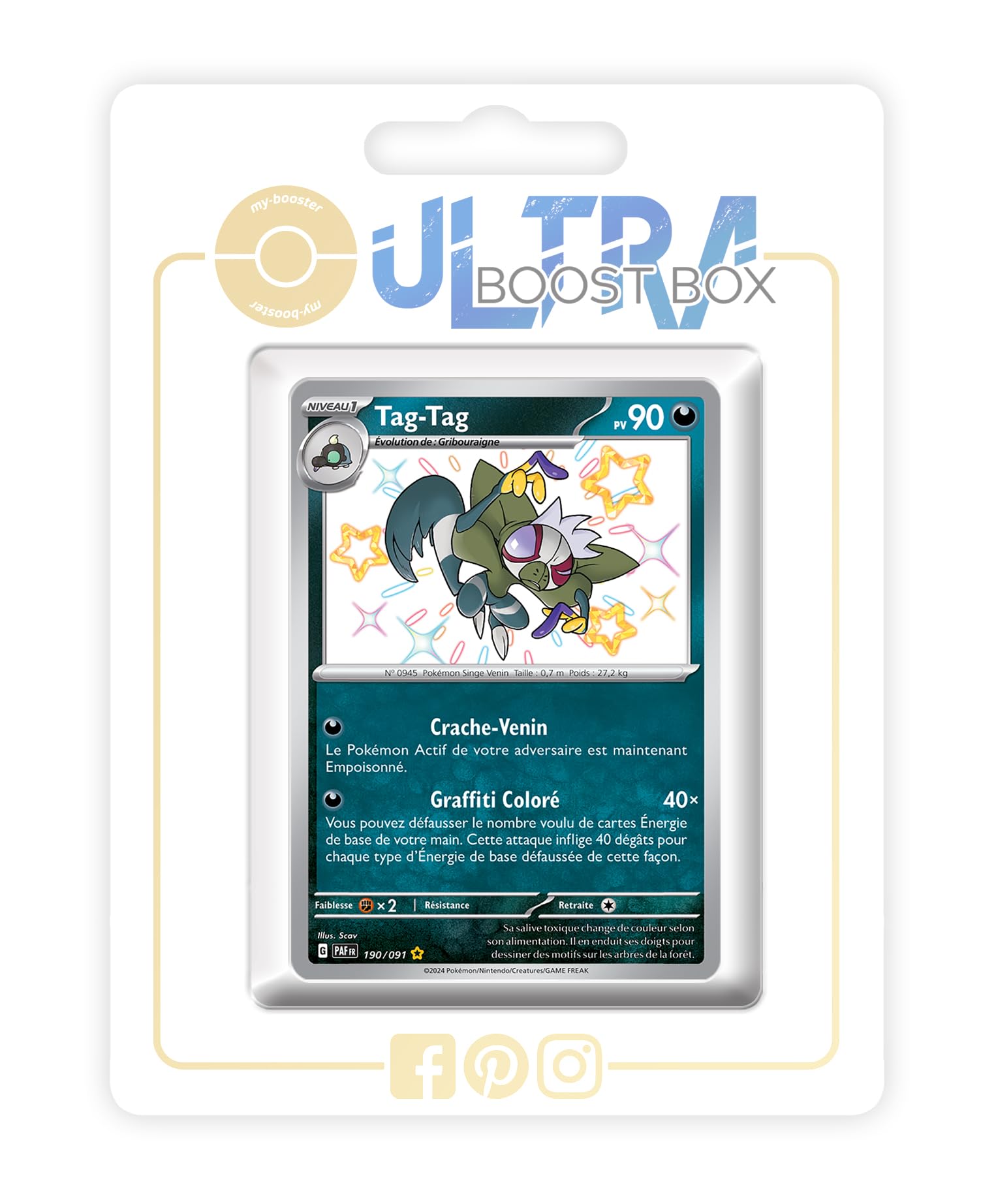 Tag-Tag (Grafaiai) 190/091 Shiny - 4.5 - Destinées de Paldea Box of 10 Pokemon French Cards