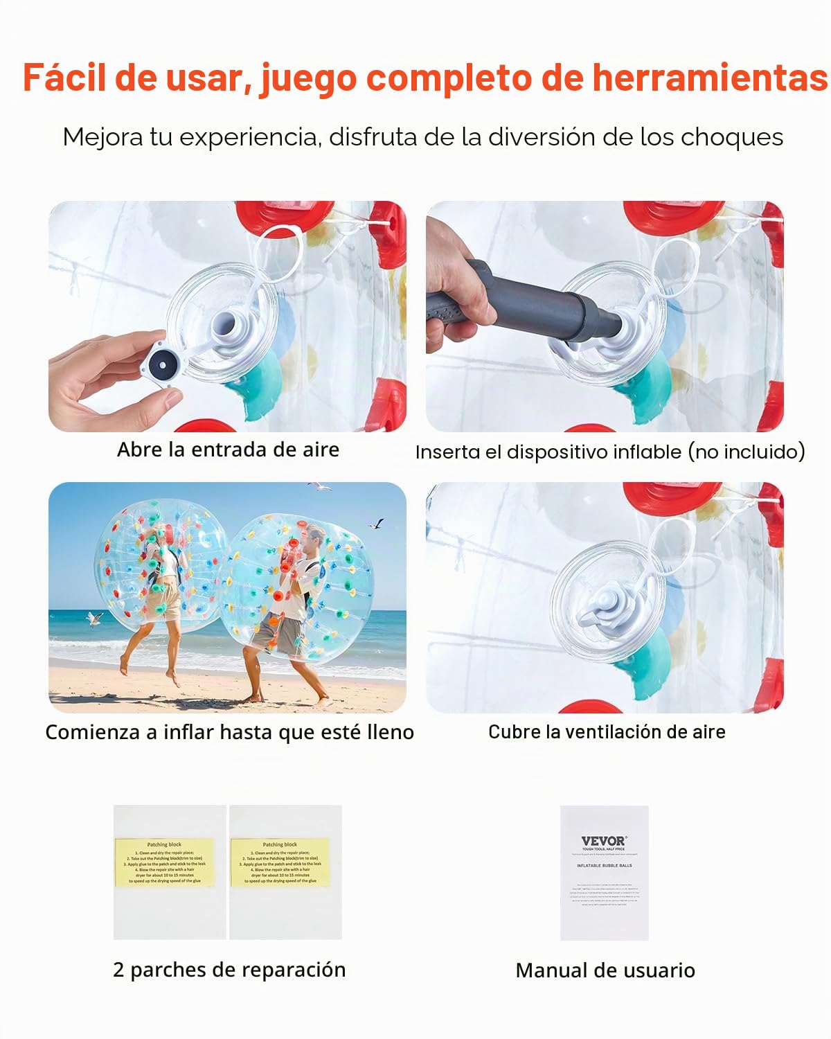 VEVOR Pelotas de Parachoques Inflables,1 Unidad, 1,5 m, Diseño de Sumo, PVC, 0,8 mm de Grosor, para Deportes al Aire Libre, Juegos en Equipo, Juguete para Jardín, Patio y Parque, 1,5 x 1,5 x 1,2 m