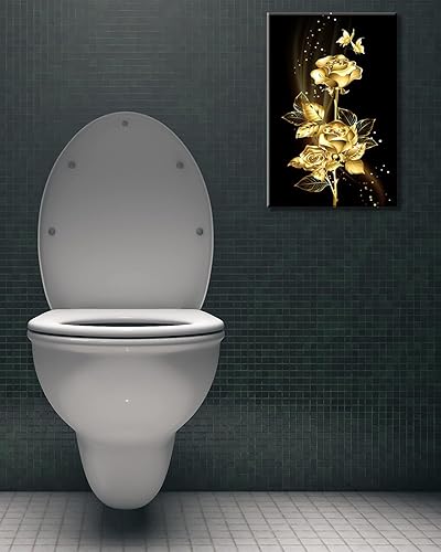 Miniatura 7 de Xiuwon Arte de pared de rosa dorada, póster abstracto de hoja dorada, impresión de árbol de flores, pinturas de mariposas sobre rosas, decoración de