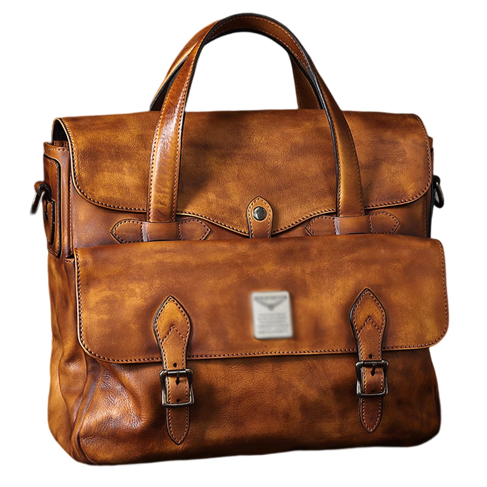 Sacoche en cuir pour ordinateur portable pour homme, sac à bandoulière en cuir pleine fleur, sac à main pour ordinateur de transport avec sangle réglable.