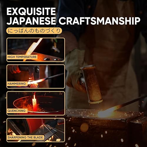 Miniatura 3 de Huusk Cuchillo de chef japonés Santoku  Cuchillos forjados a mano de 7 pulgadas, 3 capas 9CR18MOV cuchillo de cocina de alto carbono, cuchillo de