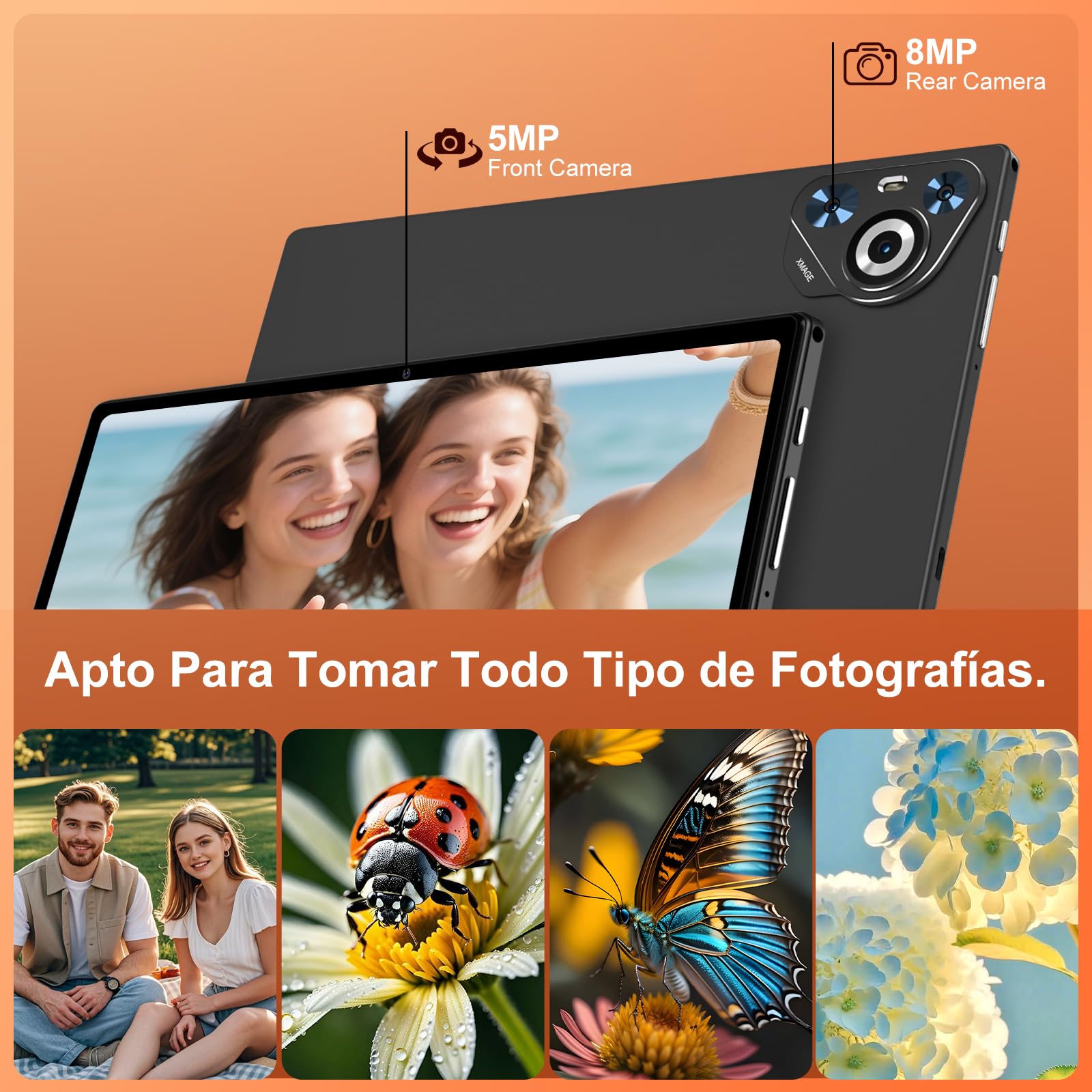 Tablet 30GB RAM 128GB ROM(TF 2TB Expandible), 10 Pulgadas 8000mAh/ WIFI 5G/ BT5.0/ OTG/ GPS, Cámara 5+8 MP, Certificación GMS, Widevine L1, Tableta de Cuerpo Metálico con Funda Protectora -Negro