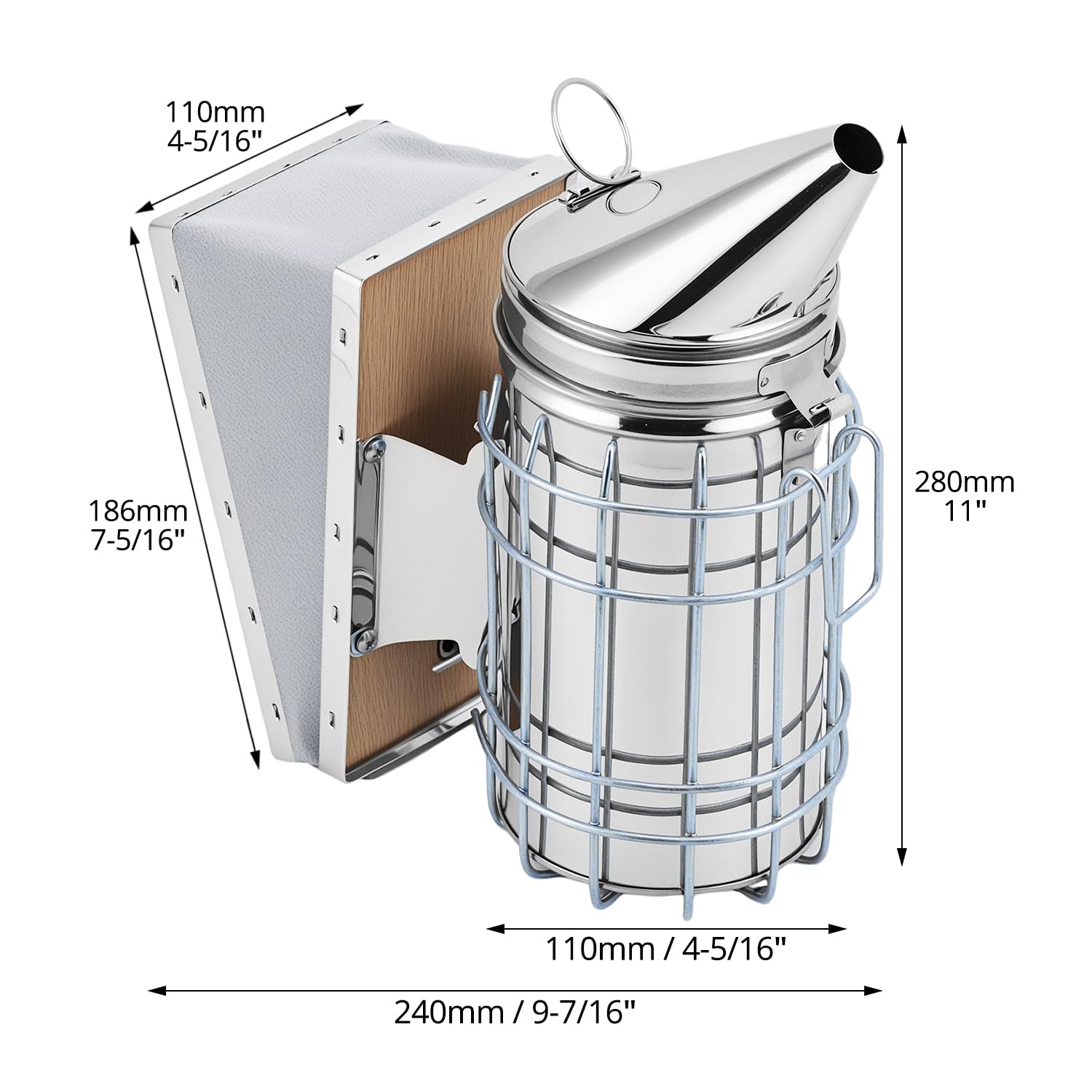 QWORK® Fumeur Bee Hive en acier inoxydable, fumeur d'abeille, fournitures d'apiculture
