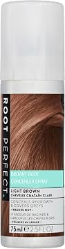 Root Perfect Hair Concealer Spray Light Brown 75ml   Instant Grey Root Touch-Up Cover for Women & Men, Natural Matte Finish, Quick-Dry Temporary Hair Colour Between Salon Visits