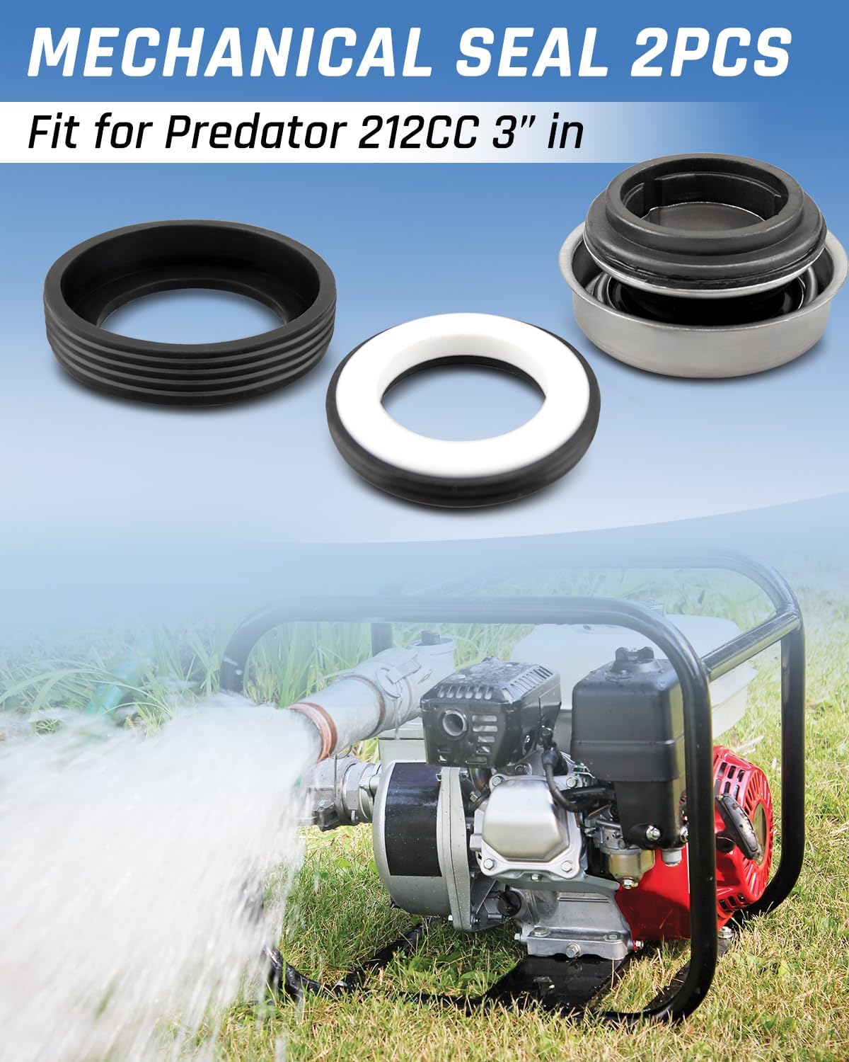 2 Pack Mechanical Seals 781238 Fit for Honda 2" 3" Gas Semi-Trash Water Pump For Champion for Predator For Generac For Pulsar WT30XK4A WB20XT3 WH20XTAF For Red Lion 208CC For DuroMax 7HP 2 In 3 In