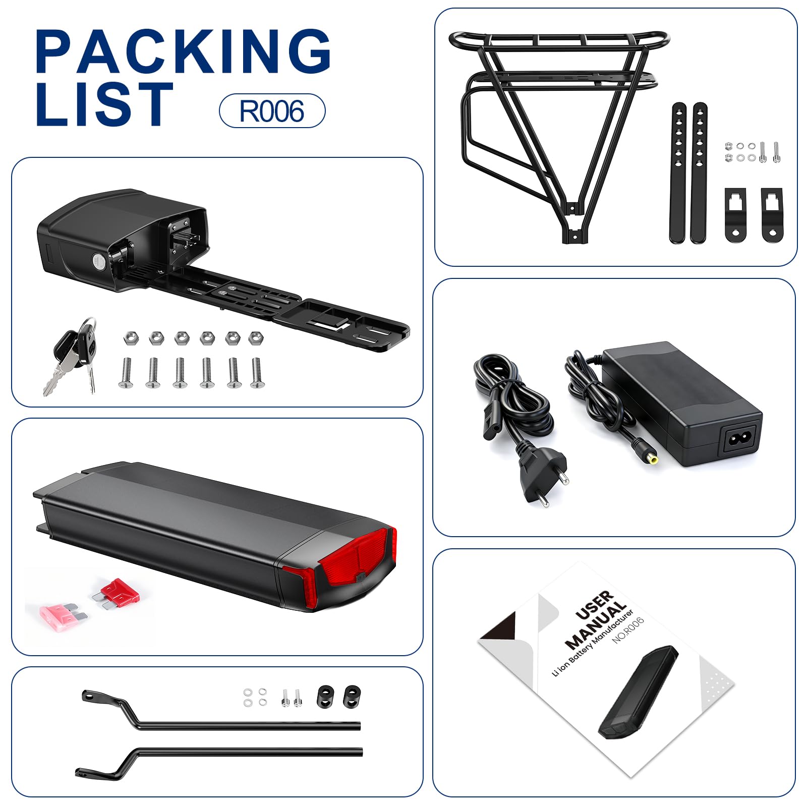 36 V 15AH Akumulator do roweru elektrycznego 250W 350W 550W z bagażnikiem Pannier Rack do roweru elektrycznego z bagażnikiem Pannier Rack na tylne koło z hamulcem V-Brake 24/26/28 cali dla Mifa, Aldi