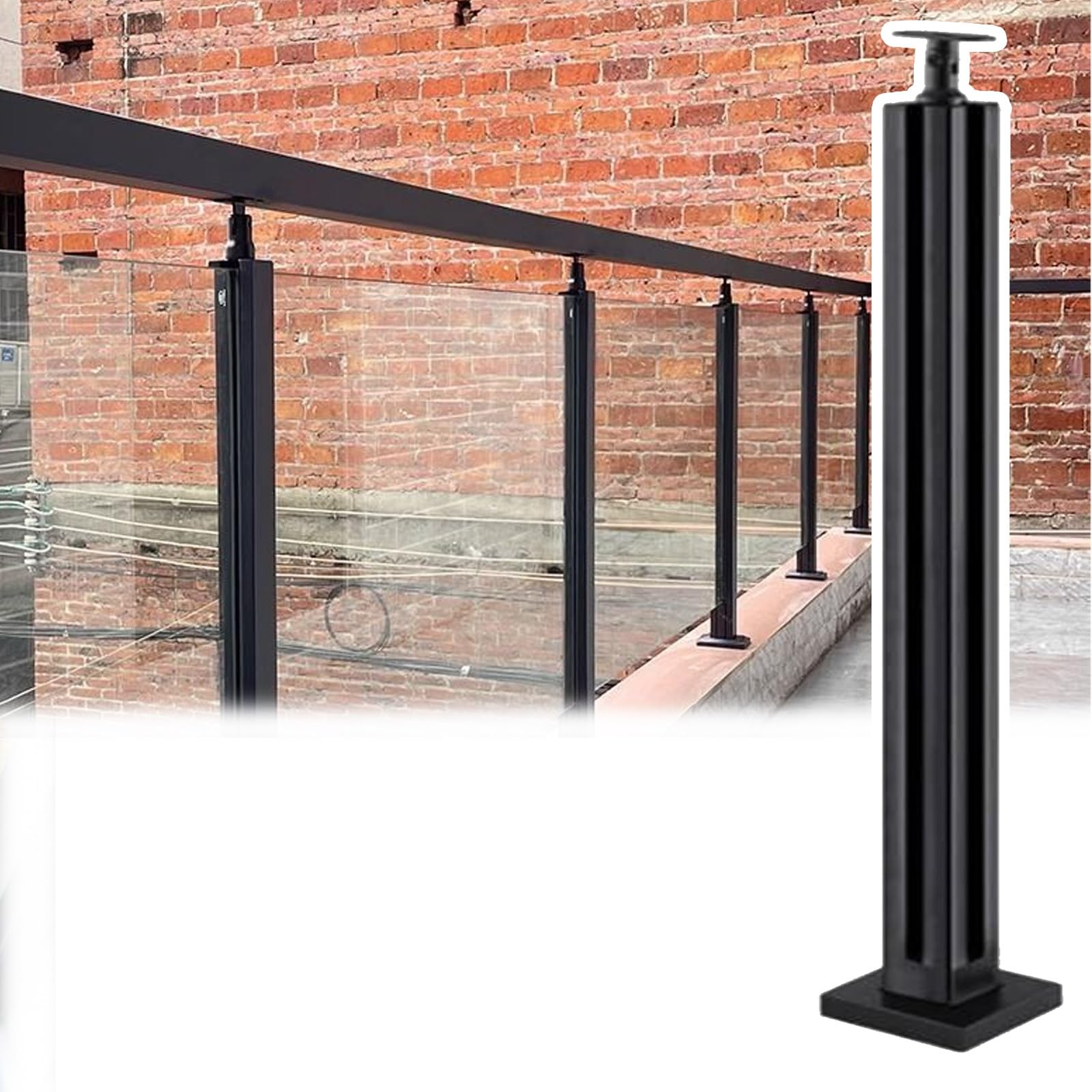 Poteau de garde-corps en verre pour escalier intérieur et mezzanine moderne de 65 cm