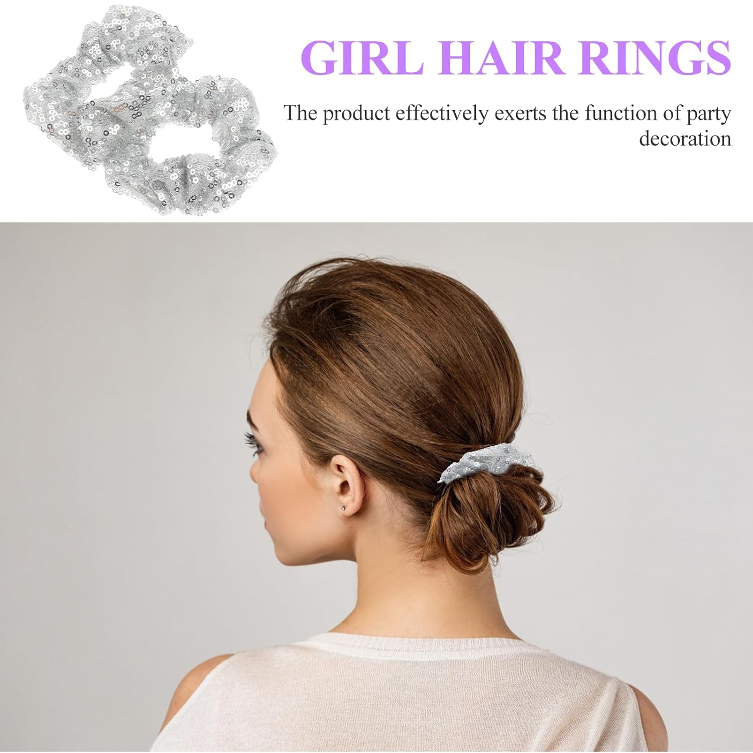 2PCS Sequin Hair Scrunchies Glitter Sequins Christmas Hair Scrunchies Hair Bobbles for Women Girls - Image 5